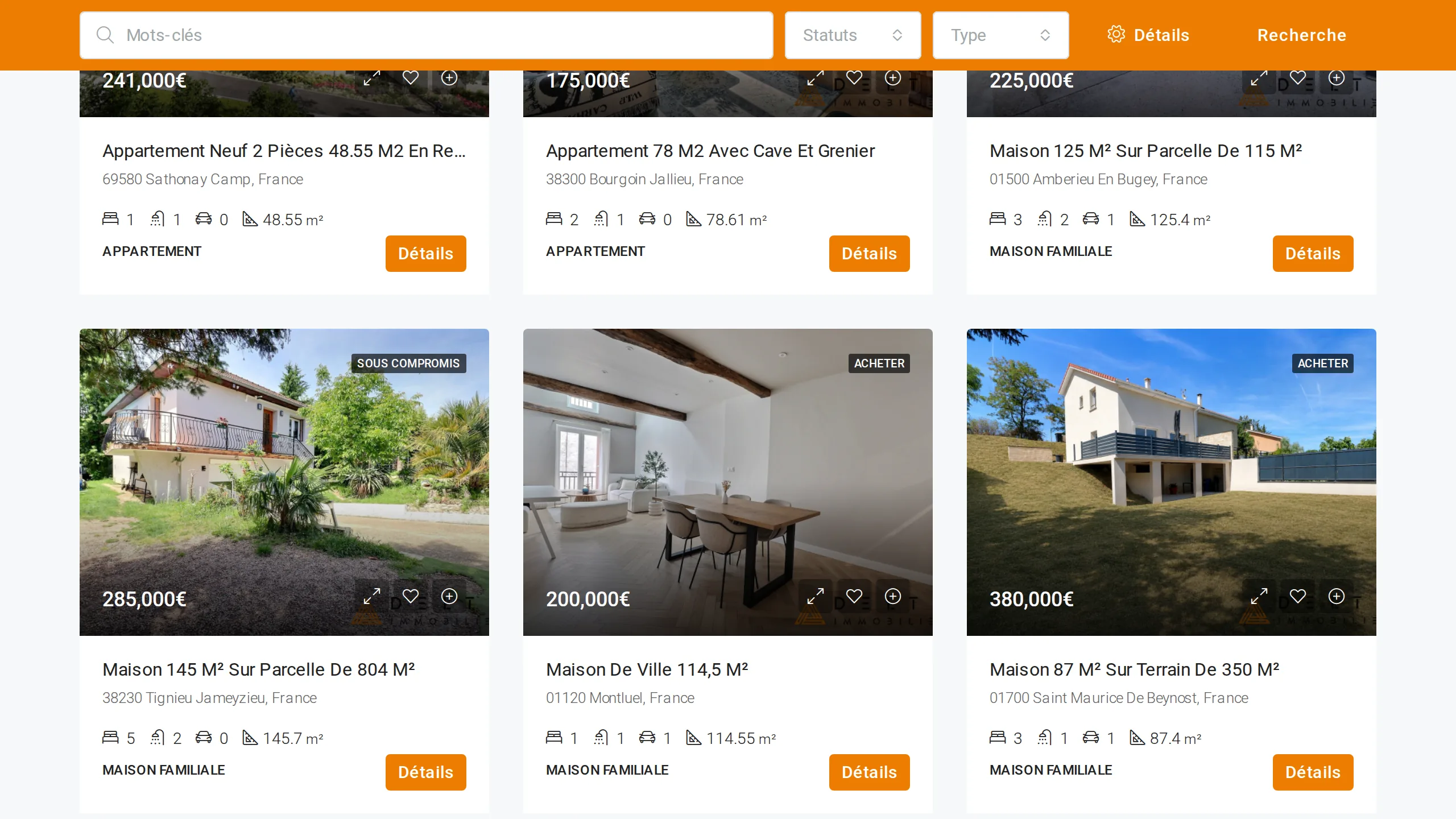 Capture du site en production « Delta Immobilier — WordPress + passerelle Immofacile / AC3 », connecté à son CRM par la passerelle Ts-Immo